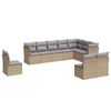 vidaXL 10-tlg. Garten-Sofagarnitur mit Kissen Beige Poly Rattan