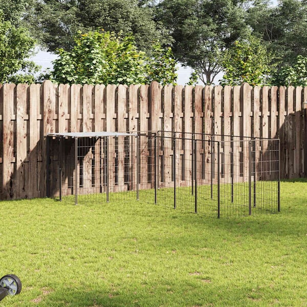 vidaXL Hundezwinger Schwarz 4,84 m² Stahl