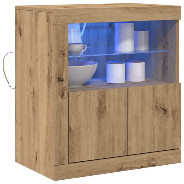 vidaXL LED-Sideboard Braun 60,5 x 37 x 67 cm Holzwerkstoff