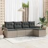 vidaXL Outdoor-Sofa mit Kissen 5 pcs Hellgrau Poly-Rattan