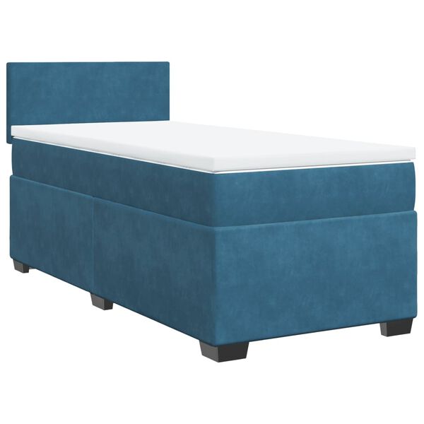 vidaXL Boxspringbett mit Matratze Blau 90x190 cm Samt
