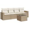 vidaXL 5-tlg. Garten-Sofagarnitur mit Kissen Beige Poly Rattan