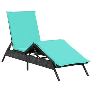 vidaXL Sonnenliege mit Kissen Schwarz Poly Rattan