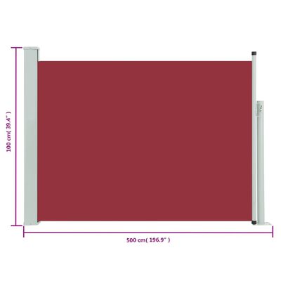 vidaXL Ausziehbare Seitenmarkise 100×500 cm Rot