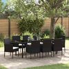 vidaXL Garten Essgruppe mit Kissen 9 pcs Schwarz Poly-Rattan