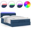 vidaXL Ottomane Bett mit Matratze & LEDs Blau 140x190 cm Stoff