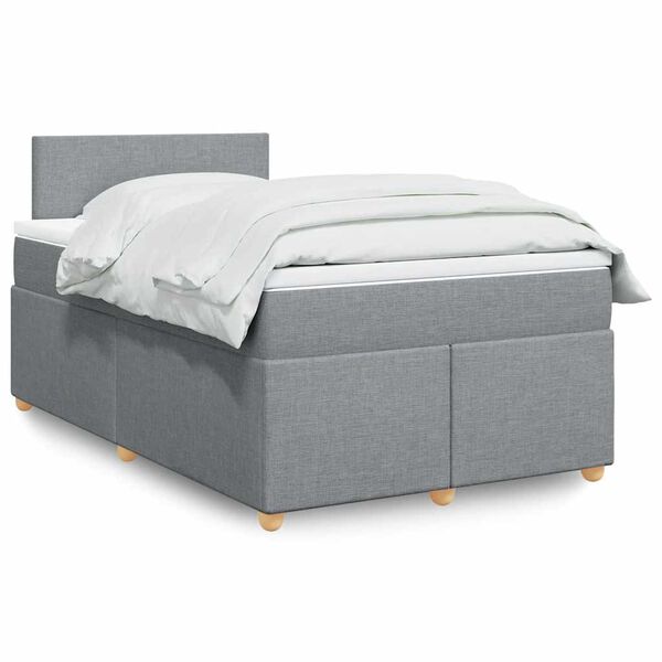 vidaXL Boxspringbett mit Matratze Hellgrau 120x190 cm Stoff