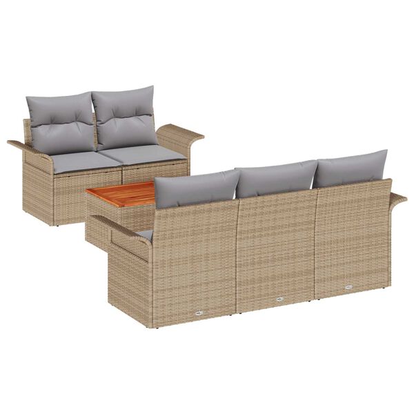 vidaXL Garten-Sofa-Set mit Kissen mit Kissen 6 pcs Beige und Hellgrau