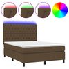 vidaXL Boxspringbett mit Matratze & LED Dunkelbraun 140x200 cm Stoff