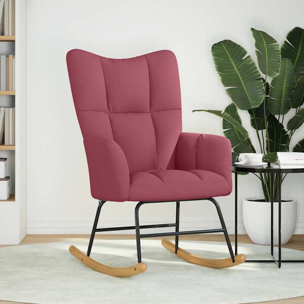 vidaXL Schaukelstuhl Weinrot Stoff
