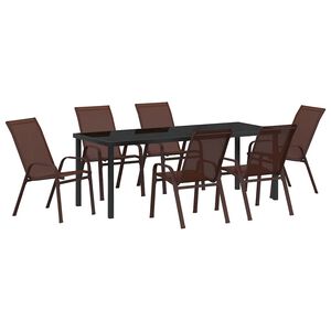 vidaXL Garten Essgruppe 7 pcs Braun und Schwarz