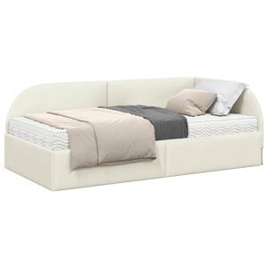 vidaXL Eckbettgestell mit Matratze 2 stk. Creme 80 x 200 cm Samt