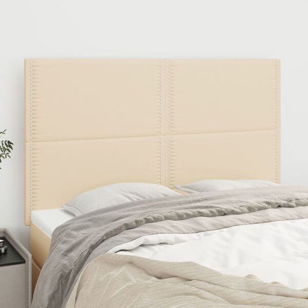 vidaXL Kopfteil Creme 144x5x118/128 cm Stoff