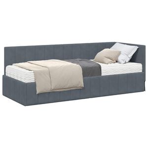 vidaXL Eckbettgestell mit Matratze 2 stk. Dunkelgrau 80 x 200 cm Samt