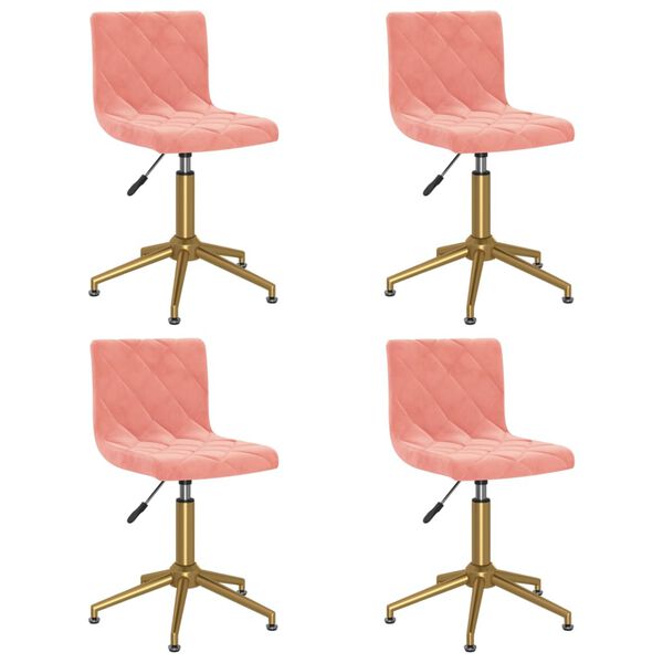 vidaXL Esszimmerst&uuml;hle 4 Stk. Drehbar Rosa Samt