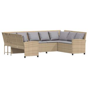 vidaXL Gartensofa mit Kissen Beige Poly Rattan