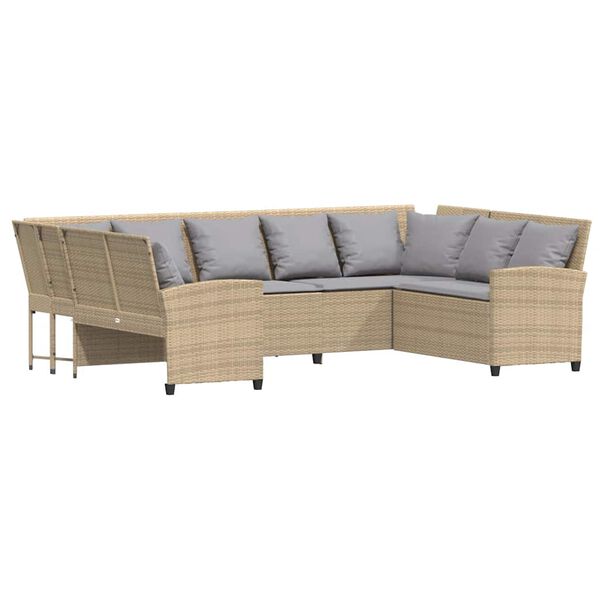 vidaXL Gartensofa mit Kissen Beige Poly Rattan