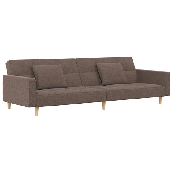 vidaXL Schlafsofa 2-Sitzer mit 2 Kissen Taupe Stoff