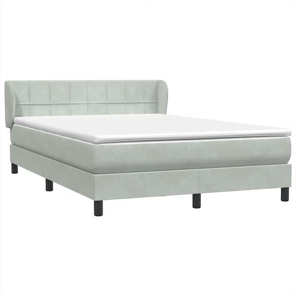 vidaXL Boxspringbett mit Matratze Hellgrau 160x220 cm Samt