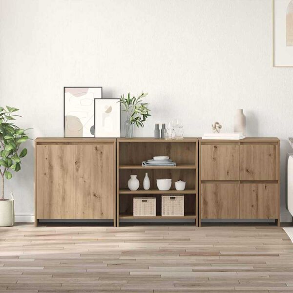vidaXL Sideboard 3 pcs Artisan-Eiche 70 x 41 x 75 cm Holzwerkstoff