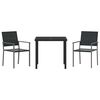 vidaXL Garten Essgruppe 3 pcs Schwarz PE-Rattan