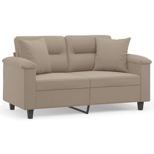 vidaXL 2-Sitzer-Sofa mit Kissen Taupe 120 cm Mikrofasergewebe