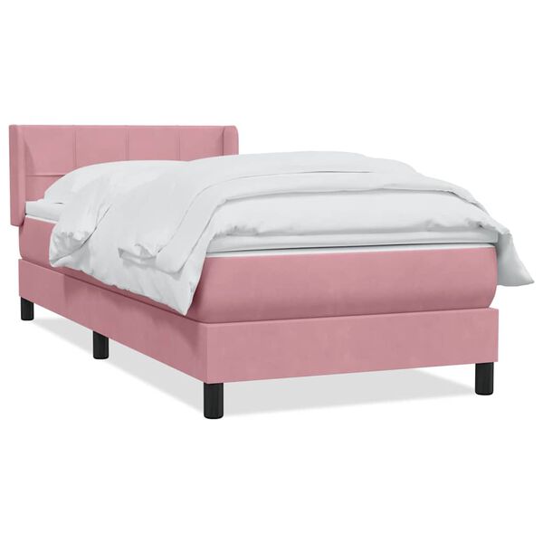 vidaXL Boxspringbett mit Matratze Rosa 100x210 cm Samt