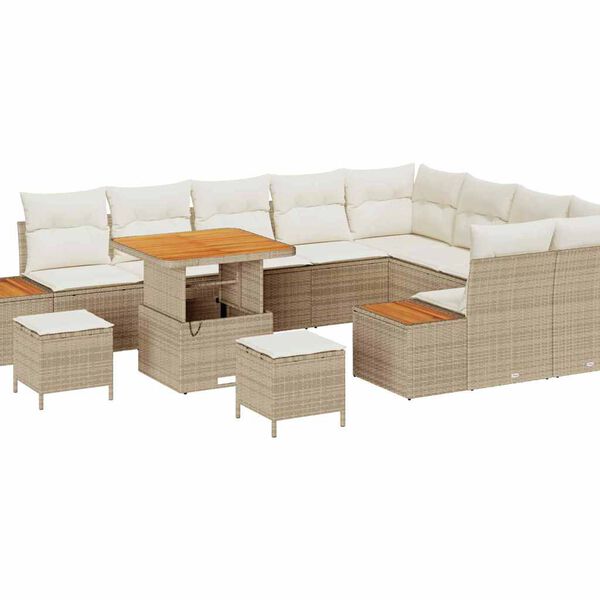 vidaXL Gartensofa-set 12 pcs Beige Poly-Rattan