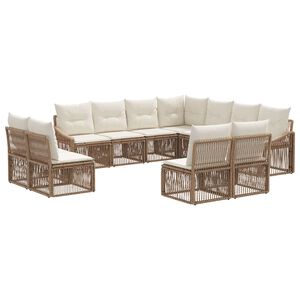 vidaXL Gartensofa-set 11 pcs Beige Poly-Rattan