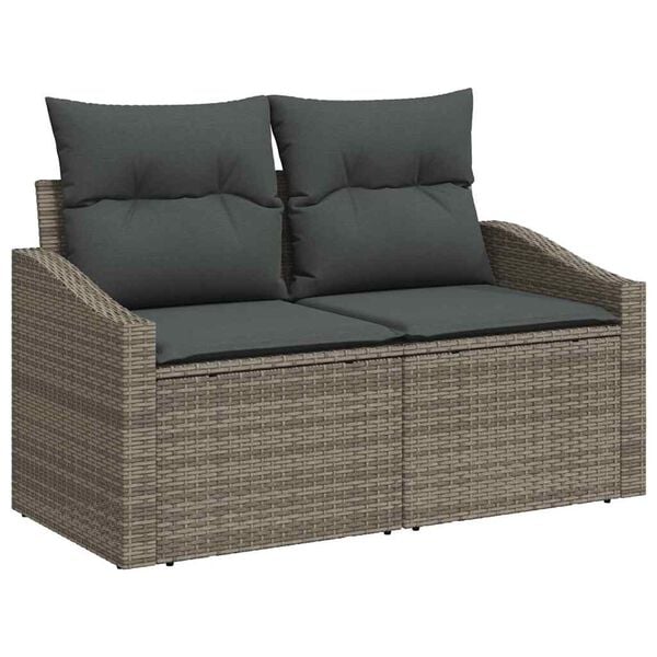 vidaXL Garten-Sofa-Set mit Kissen 11 pcs Hellgrau Poly-Rattan