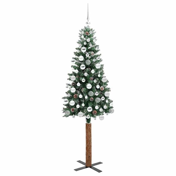 vidaXL Schlanker Weihnachtsbaum mit 300 LEDs mit Ständer Grün 180 cm