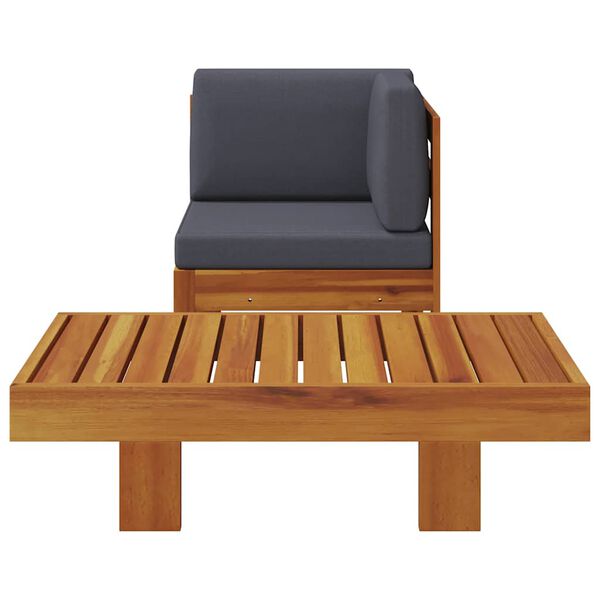 vidaXL 2-tlg. Garten-Lounge-Set mit Dunkelgrauen Kissen Akazienholz