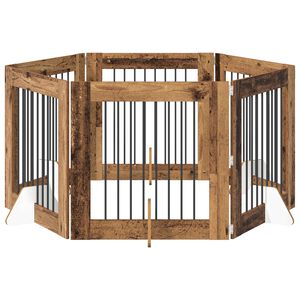 vidaXL Hundetor mit St&auml;ndern 6 pcs Altholz 80 x 80 cm Holzwerkstoff
