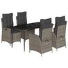 vidaXL 5-tlg. Garten-Essgruppe mit Kissen Grau Poly Rattan