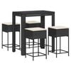 vidaXL 5-tlg. Gartenbar-Set mit Kissen Schwarz Poly Rattan