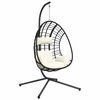 vidaXL H&auml;ngesessel Ei-Design mit St&auml;nder Beige Rattan und Stahl