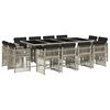 vidaXL 13-tlg. Garten-Essgruppe mit Kissen Hellgrau Poly Rattan