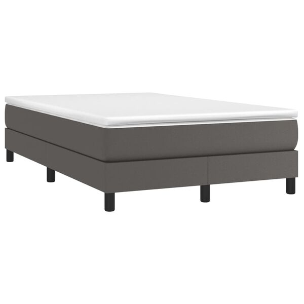 vidaXL Boxspringbett mit Matratze Grau 120x200 cm Kunstleder