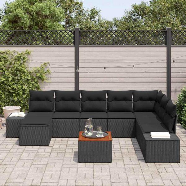 vidaXL Garten-Sofa-Set 9 pcs Schwarz