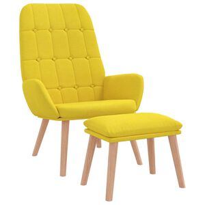vidaXL Relaxsessel mit Hocker Hellgelber Stoff