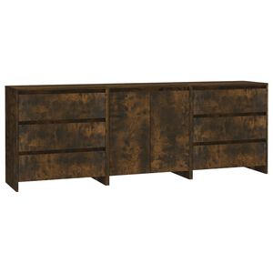 vidaXL 3-tlg. Sideboard R&auml;uchereiche Holzwerkstoff