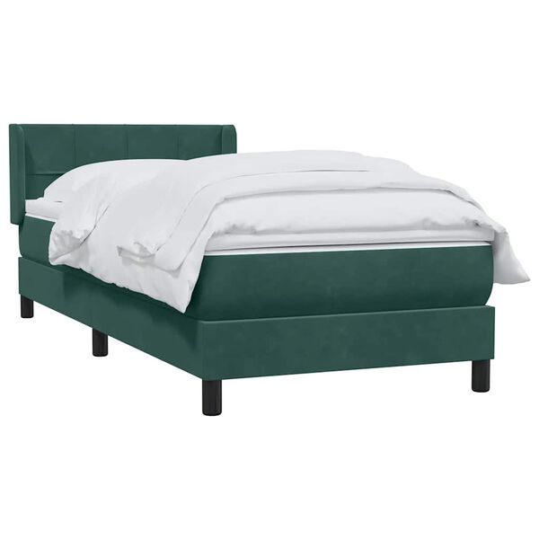 vidaXL Boxspringbett mit Matratze Dunkelgr&uuml;n 80x210 cm Samt