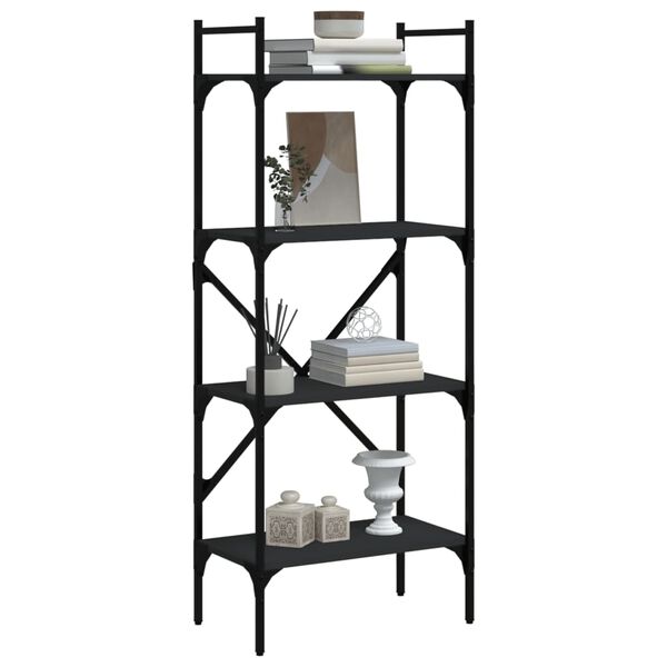 vidaXL B&uuml;cherregal 4 F&auml;cher Schwarz 56x31,5x138,5 cm Holzwerkstoff