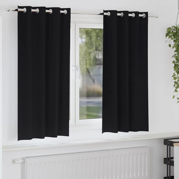 vidaXL Verdunkelungs-Vorh&auml;nge mit Ringen 2 pcs Schwarz 175 x 140 cm