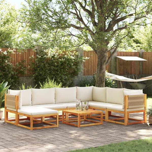 vidaXL 8-tlg. Gartensofa-Set mit Kissen Holz Akazie & Seil