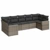 vidaXL 7-tlg. Garten-Sofagarnitur mit Kissen Grau Poly Rattan