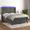 vidaXL Boxspringbett mit Matratze & LED Dunkelgrau 140x200 cm Samt