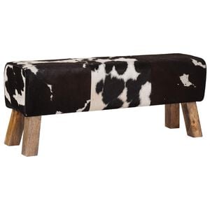 vidaXL Bank 110 x 30 x 45 cm Echtes Leder Schwarz und Wei&szlig;