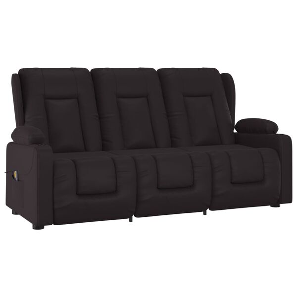 vidaXL 3-Sitzer Massagesessel mit Getr&auml;nkehalter Schwarz Kunstleder