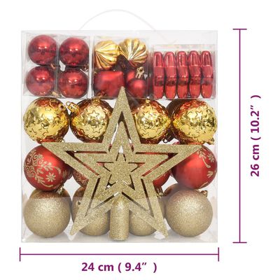 vidaXL 70-tlg. Weihnachtskugel-Set Golden und Rot